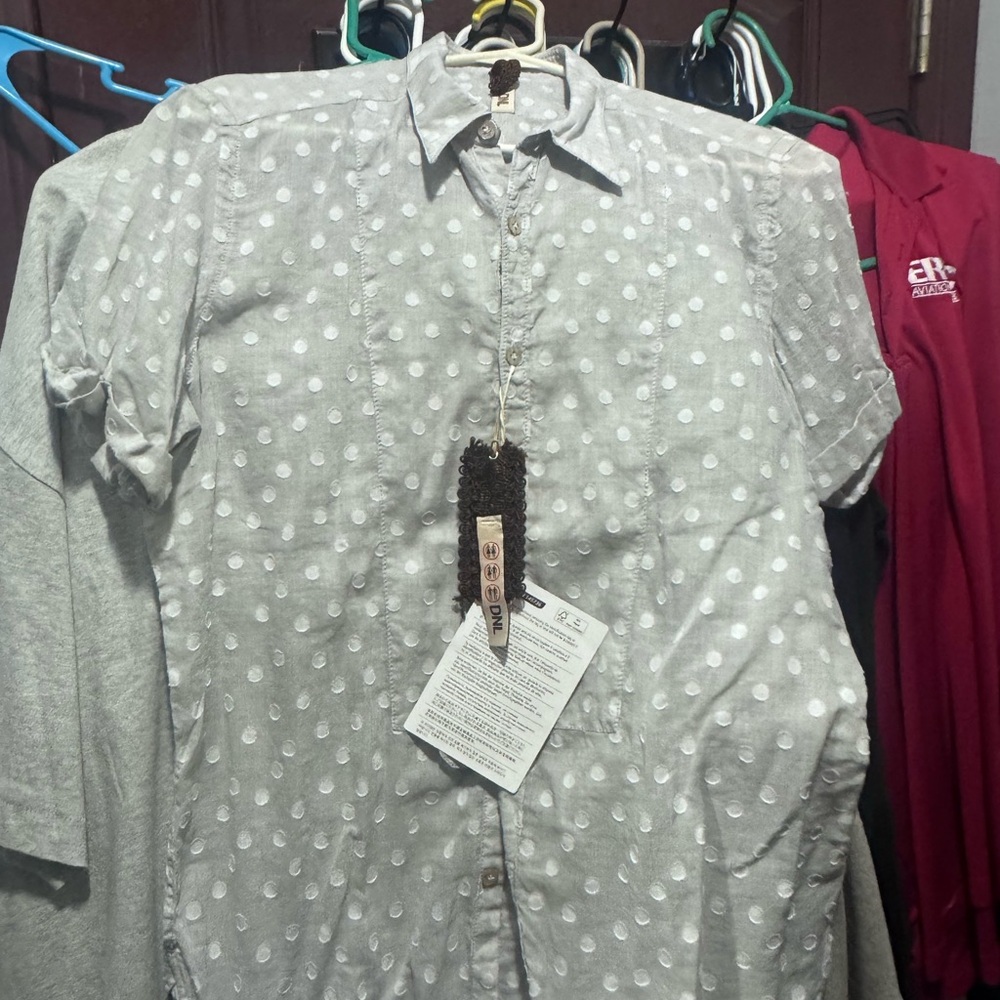 Men's Gray Polka Dot Casual Shirt